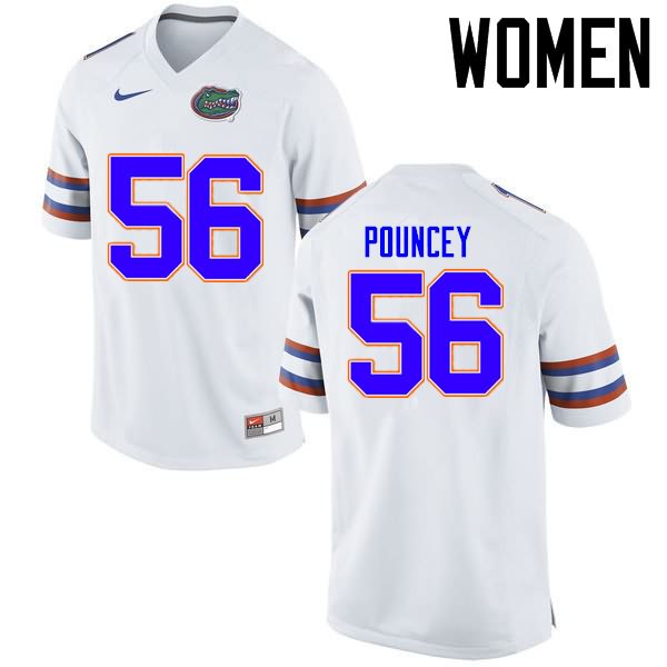 Women's NCAA Florida Gators Maurkice Pouncey #56 Stitched Authentic Nike White College Football Jersey TRC5665PW